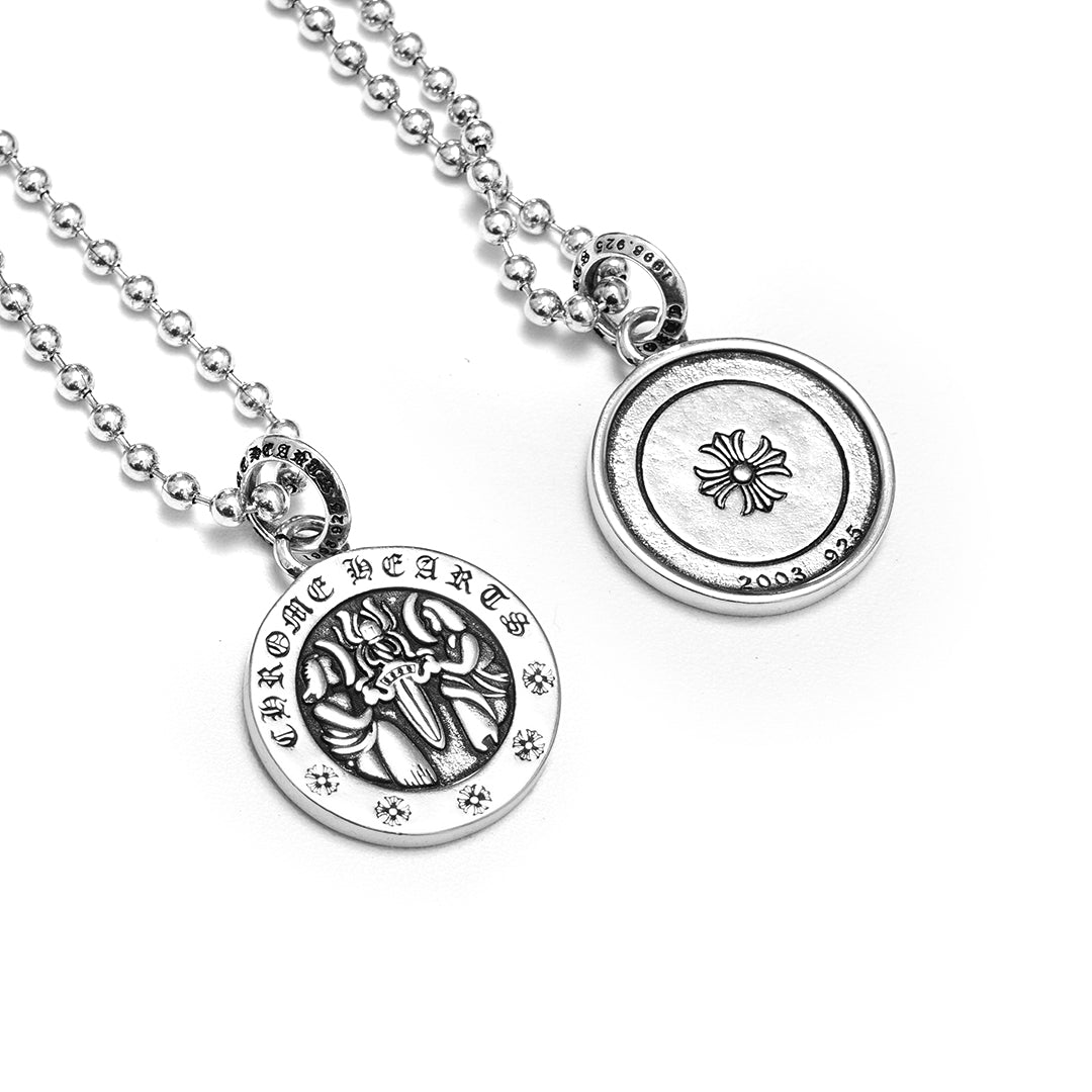 Chrome Hearts Round Angel Medallion Pendant Necklace