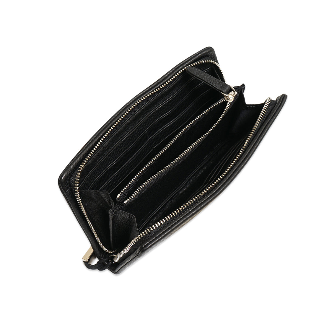 FOLX Ribbon Zip Around Leather Clutch