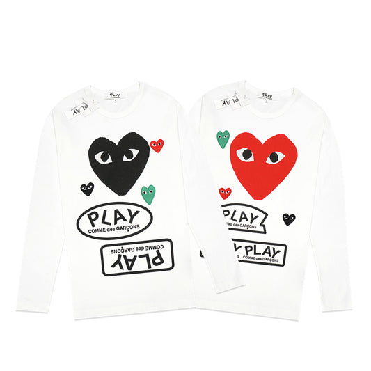 CDG Play Multiple Heart Patches Long Sleeve T-Shirt