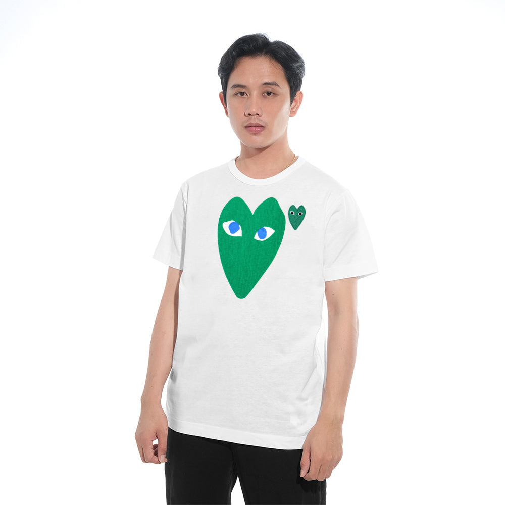 CDG Play Double Green Hearts T-Shirt