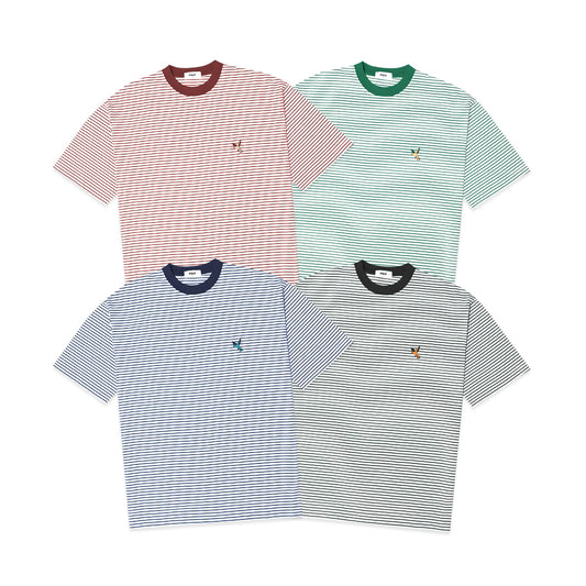 FOLX Bird Embroidery Stripes T-Shirt