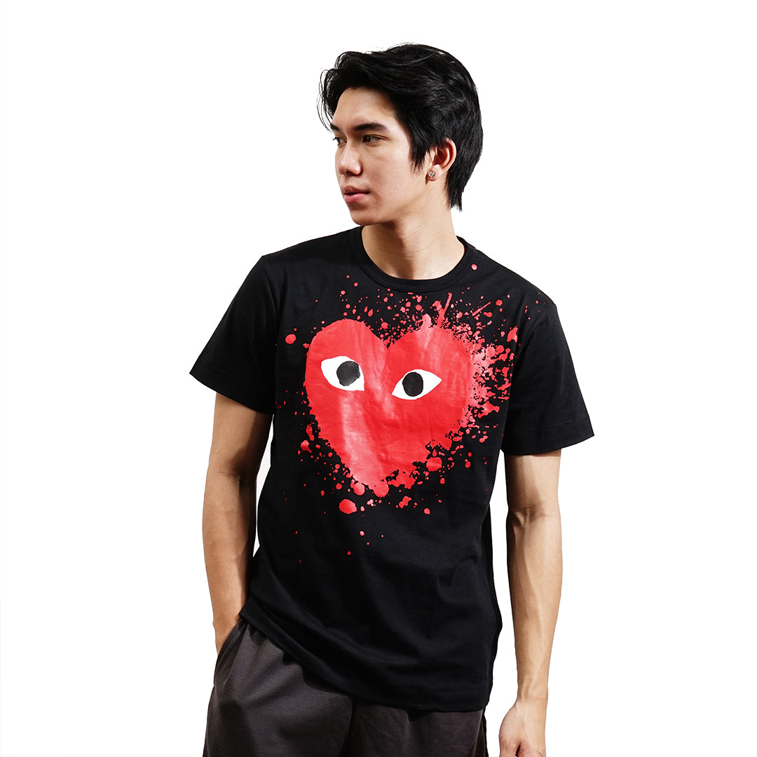 CDG Play Big Heart Splatter T-Shirt