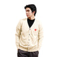 CDG Play Back Big Heart V-Neck Knit Cardigan