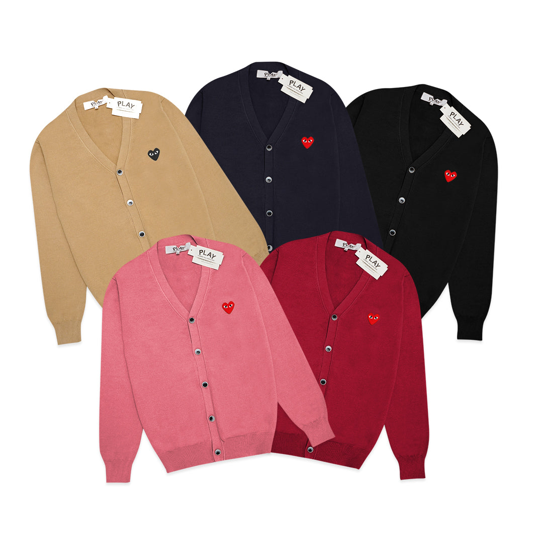 CDG Play Small Heart V-Neck Knit Cardigan