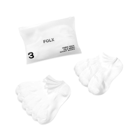 FOLX Pile Mesh Short Socks 3-Pair Pack