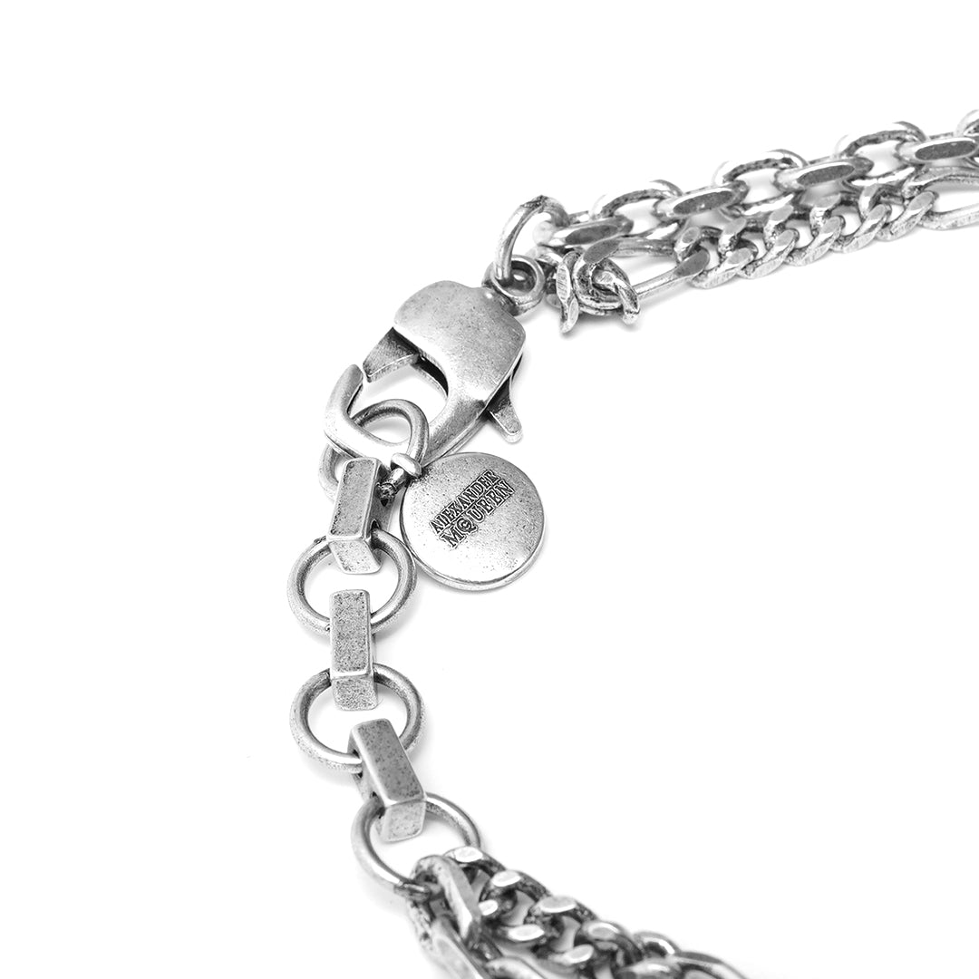 AMQ Safety Pin Skull Multi-Chain Bracelet