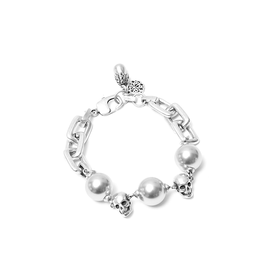 AMQ Pearl-Like Skull Chain Bracelet