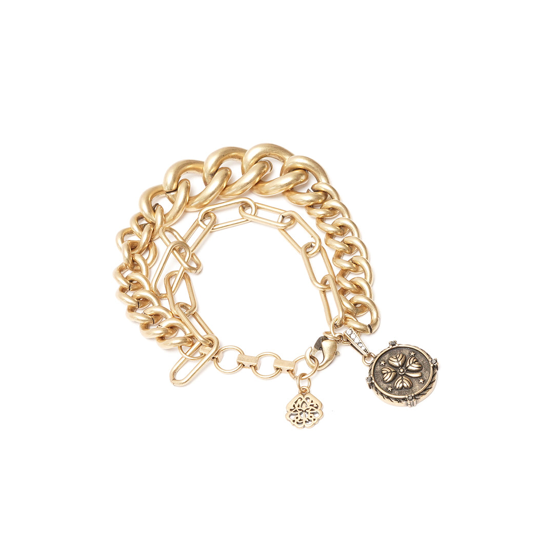 AMQ Gold Medallion Chain Bracelet