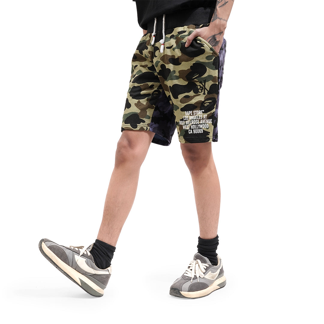 BAPE X Mastermind Split Camo Sweat Shorts