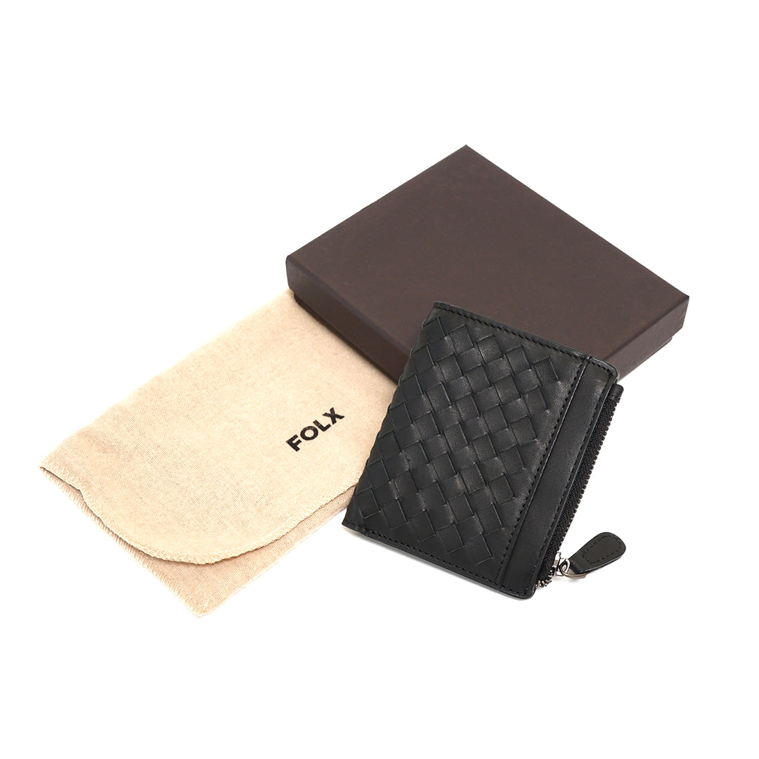 FOLX Intrecciato Snap Button Bifold Wallet