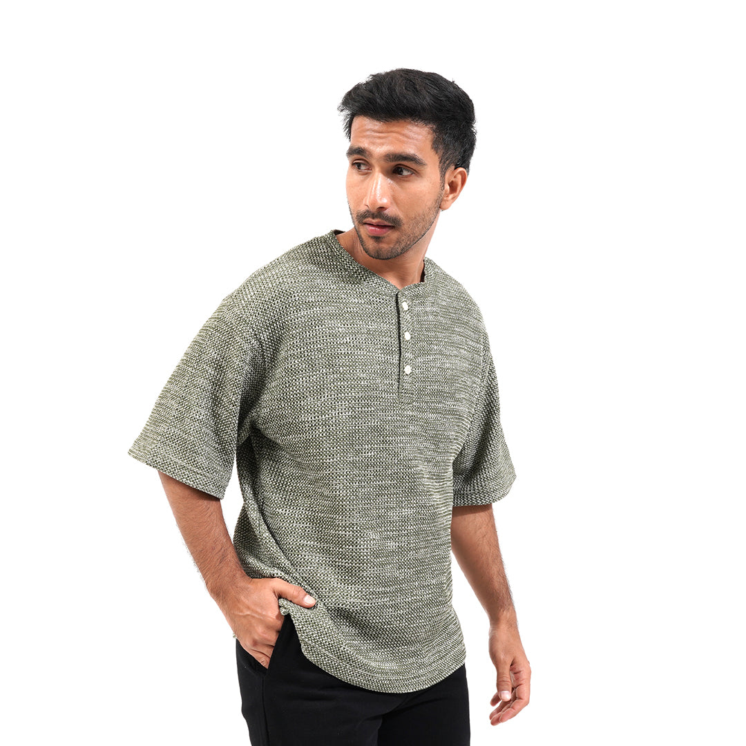 FOLX Knitted 3-Button Henley T-Shirt