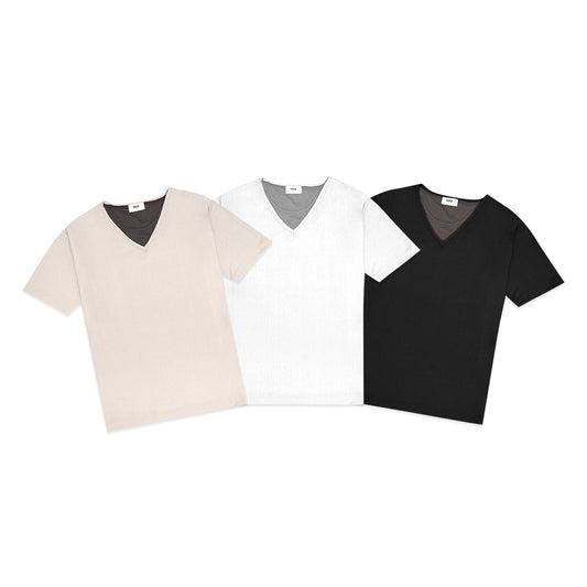 FOLX V-Neck Square Textured T-Shirt