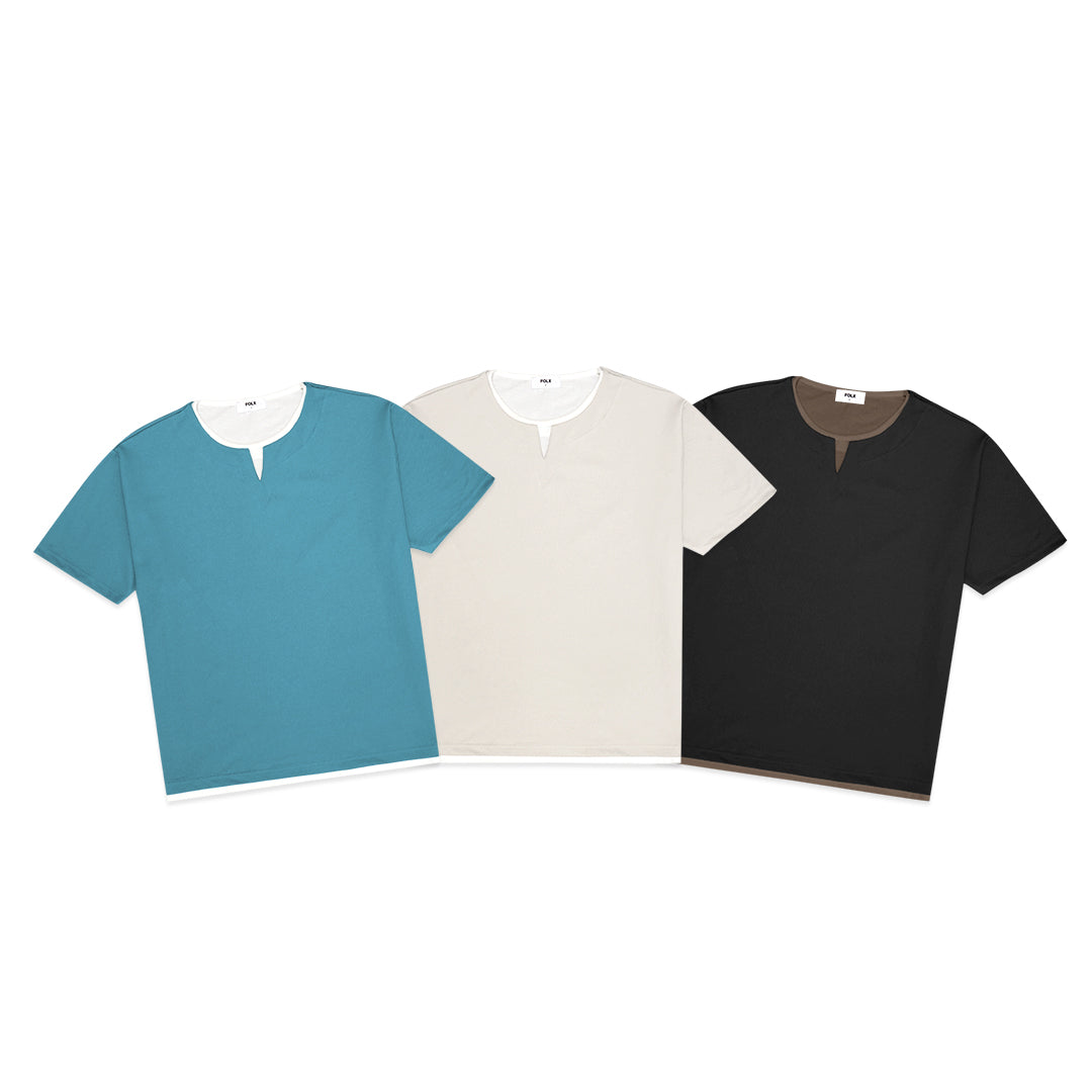 FOLX U Collar Faux Layered Poly T-Shirt