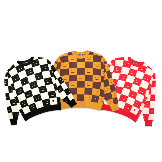 ASD Logo Jacquard Checkered Knit Sweater