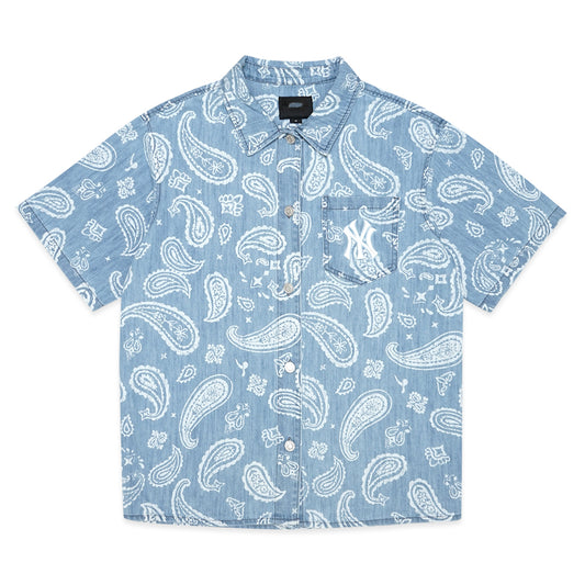 M7B Paisley Monogram Denim Short Sleeve Shirt