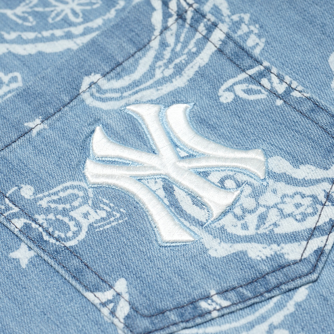 M7B Paisley Monogram Denim Short Sleeve Shirt