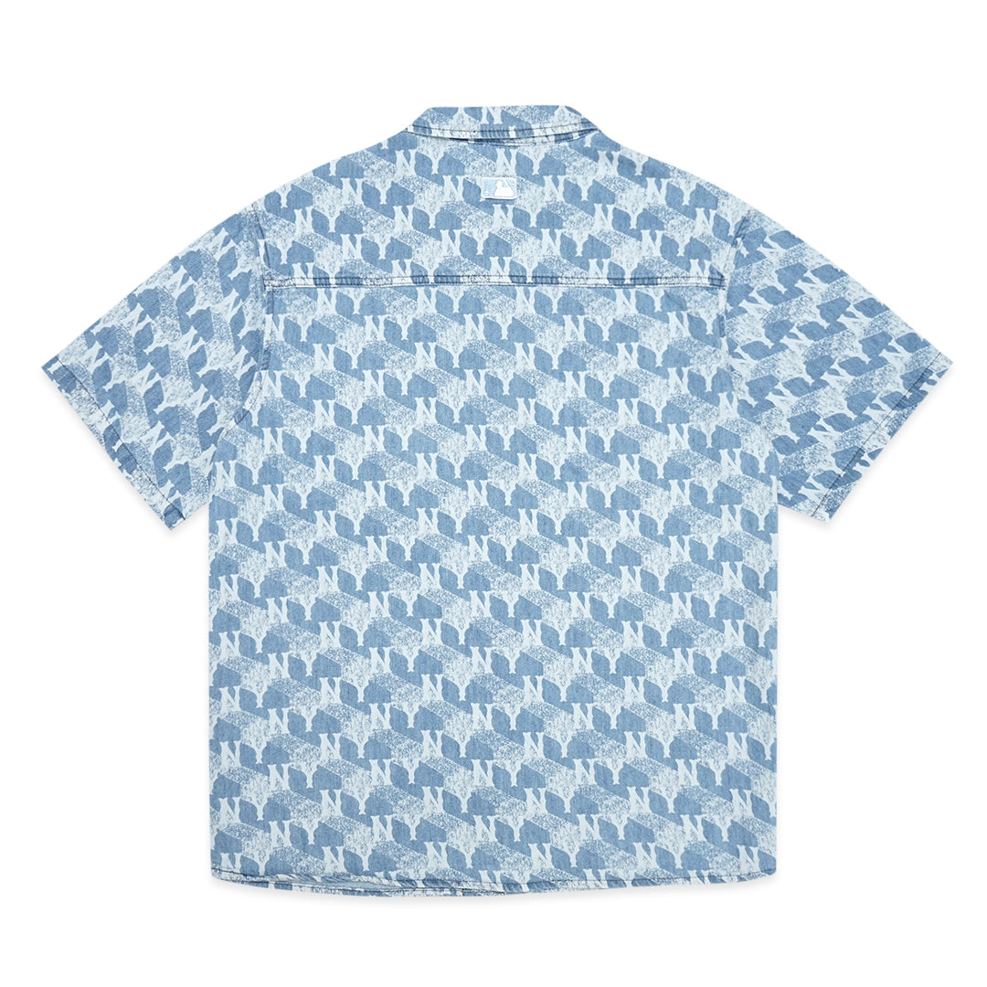 M7B NY Cube Monogram Denim Short Sleeve Shirt