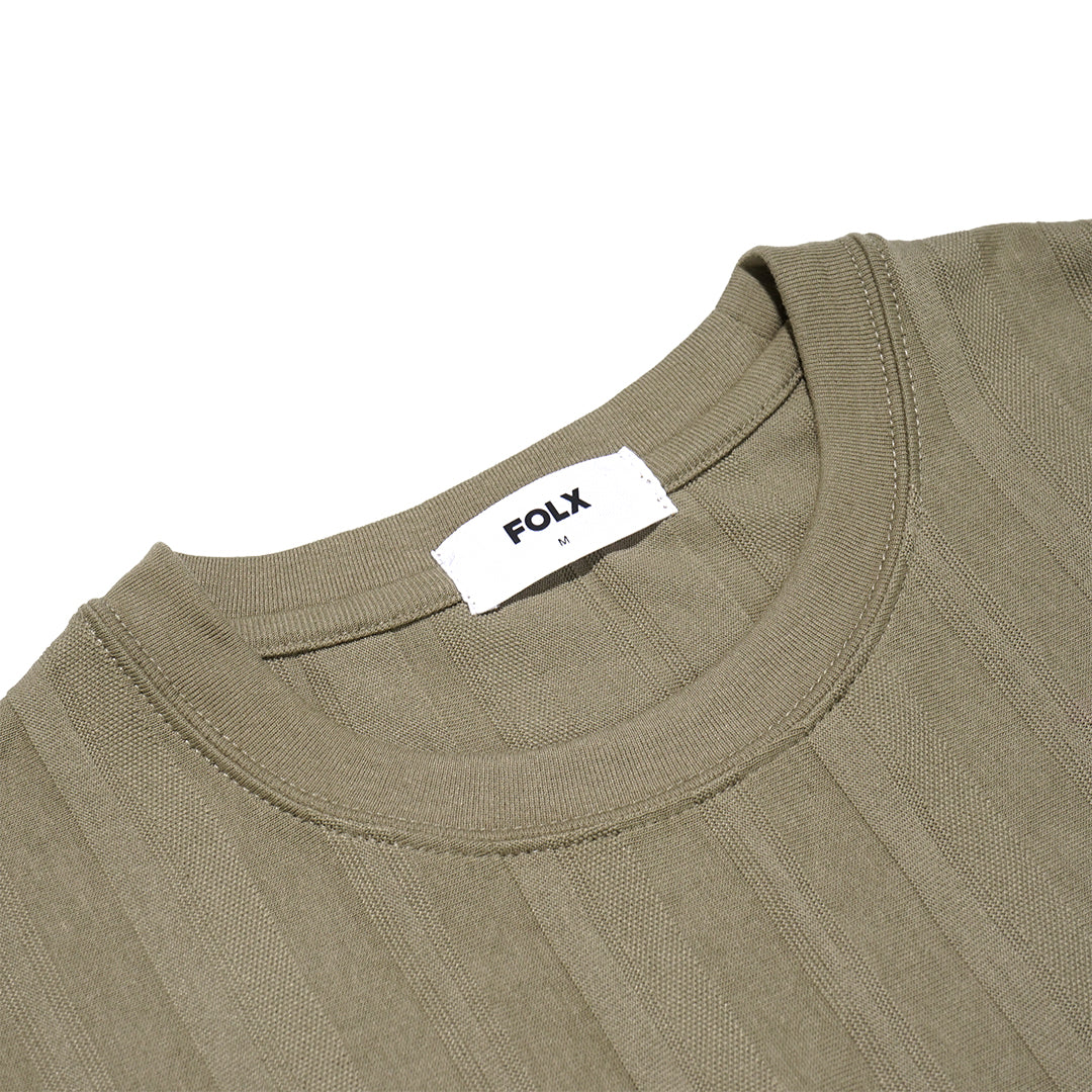 FOLX Solid Stripes Textured T-Shirt