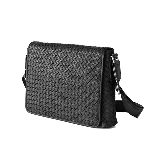 FOLX Intrecciato Front Flap Messenger Bag