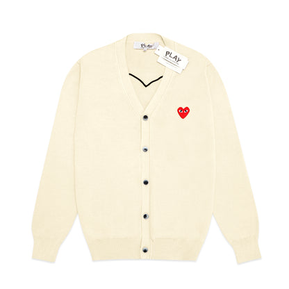 CDG Play Back Big Heart V-Neck Knit Cardigan