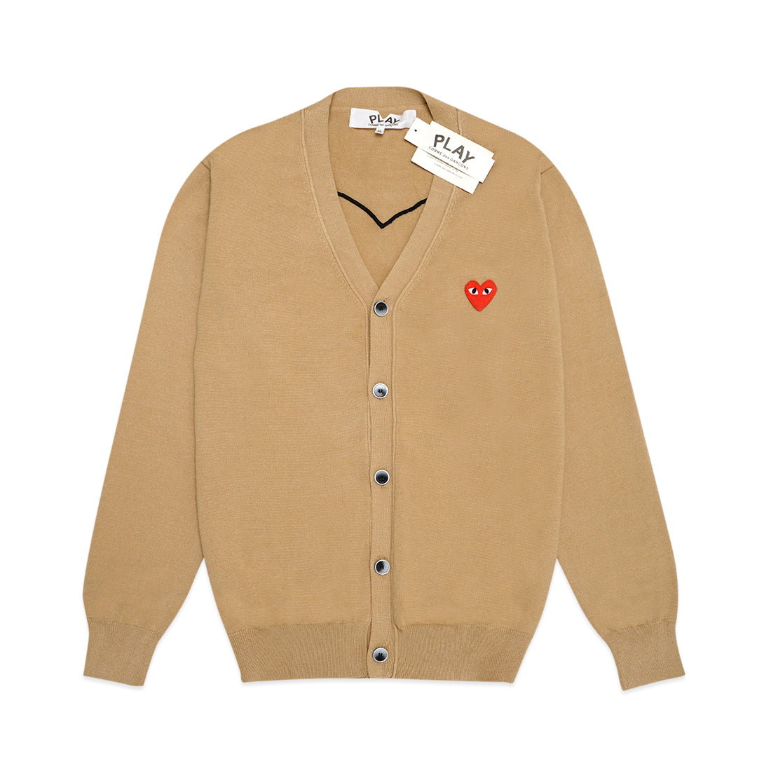 CDG Play Back Big Heart V-Neck Knit Cardigan