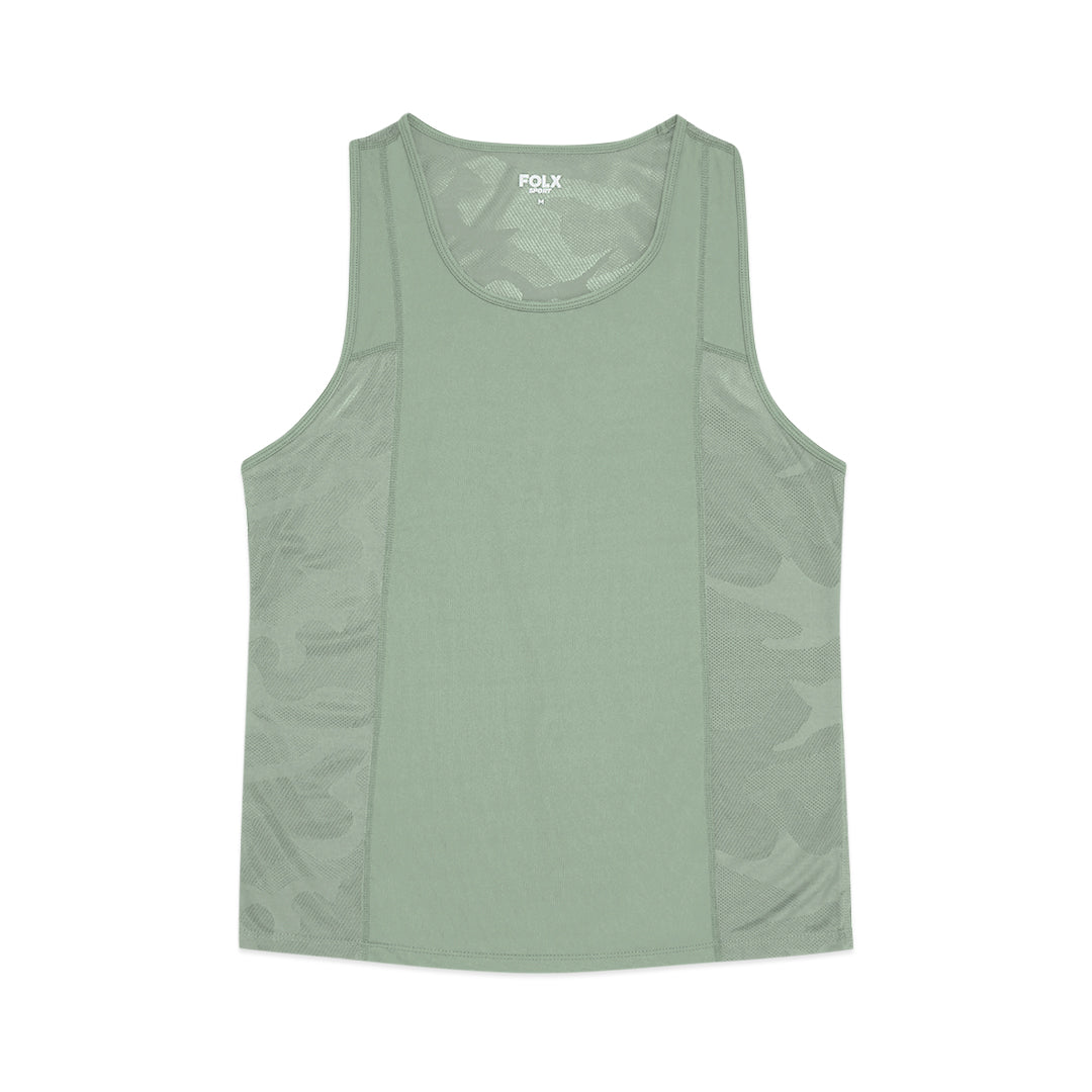 FOLX Patterned Mesh Sleeveless T-Shirt