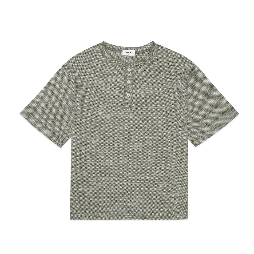 FOLX Knitted 3-Button Henley T-Shirt