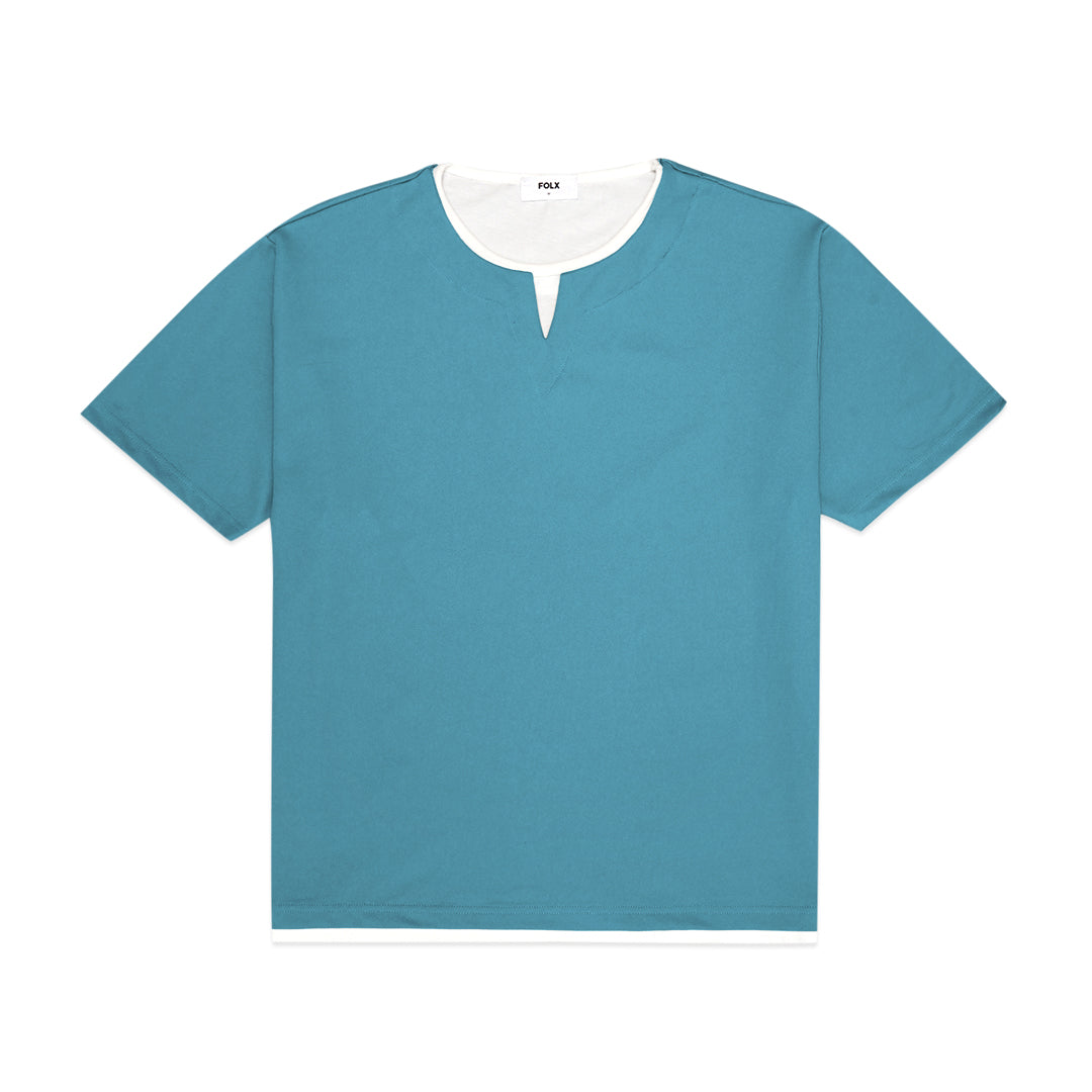 FOLX U Collar Faux Layered Poly T-Shirt