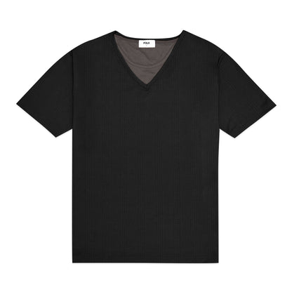 FOLX V-Neck Square Textured T-Shirt