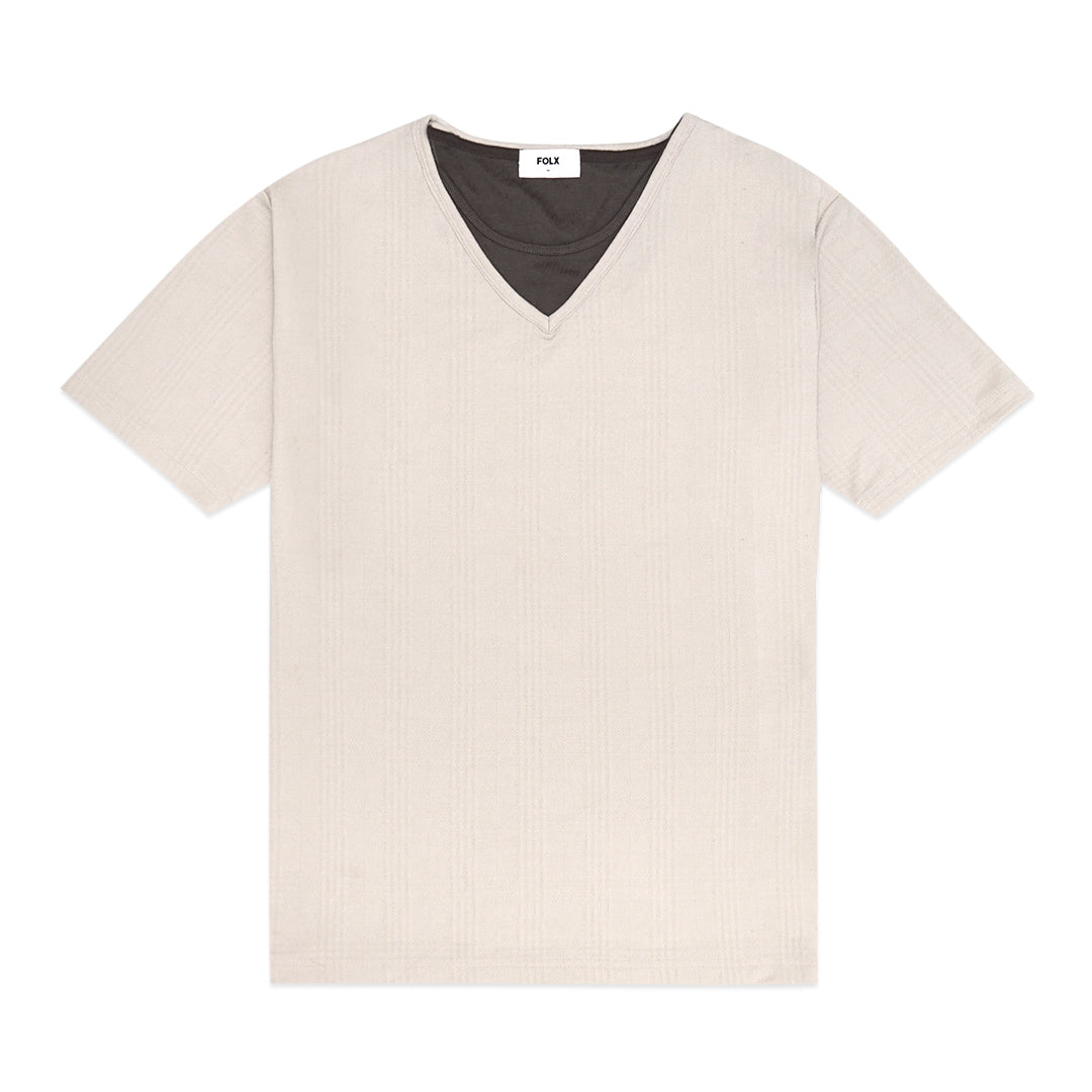 FOLX V-Neck Square Textured T-Shirt