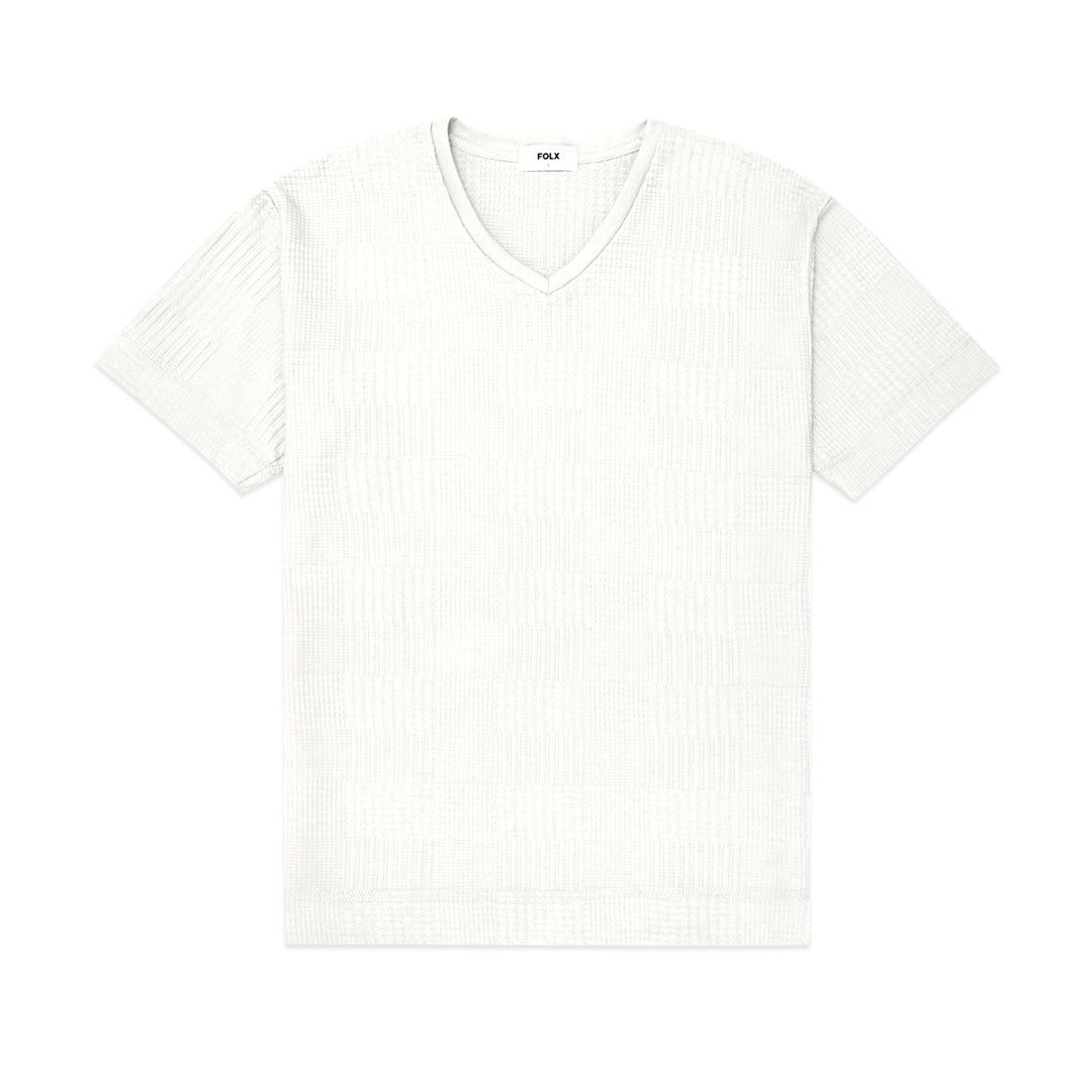 FOLX Jacquard Waffle V-Neck T-Shirt