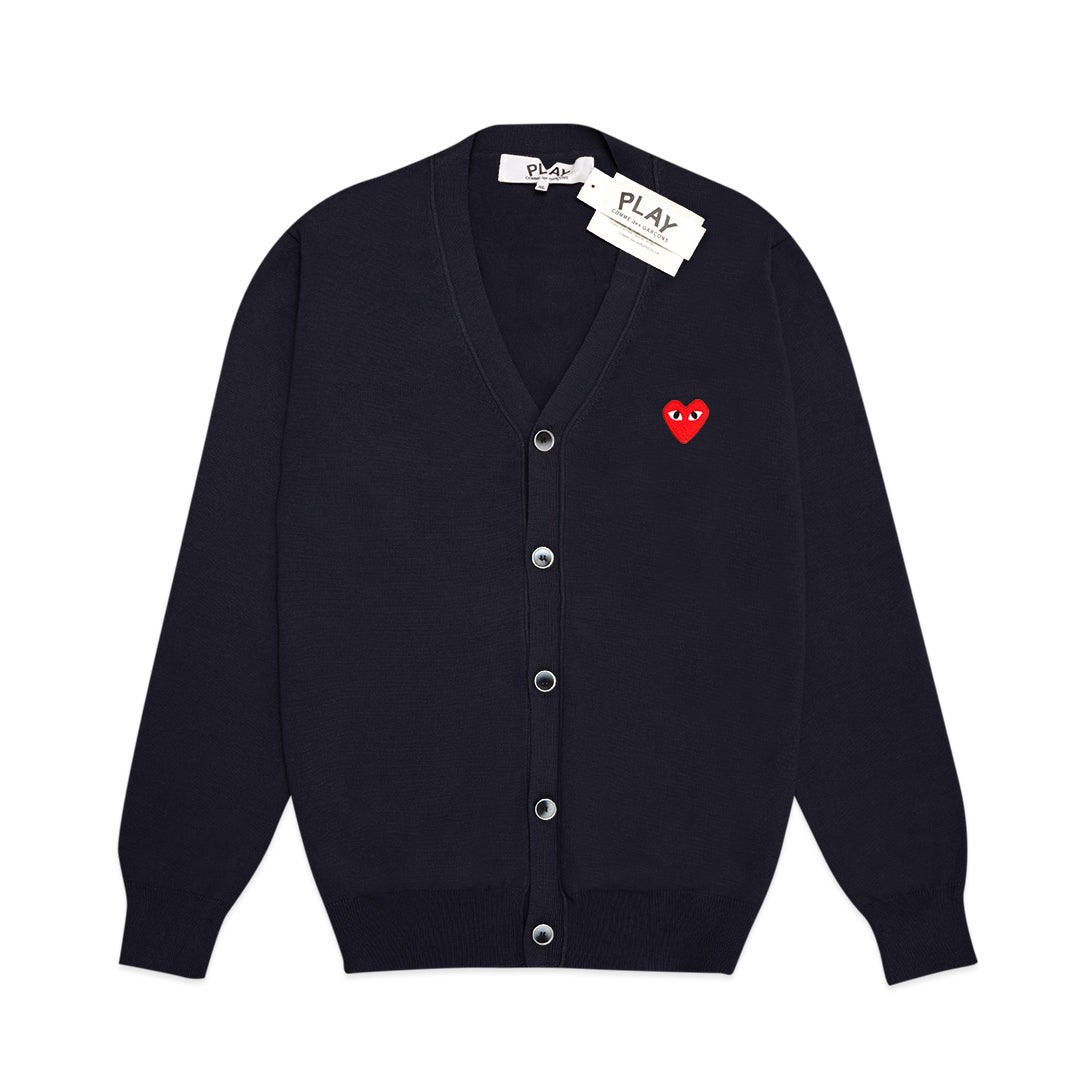 CDG Play Small Heart V-Neck Knit Cardigan