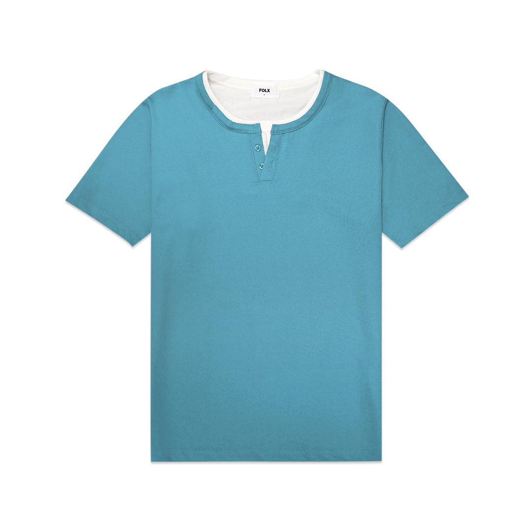 FOLX Faux Layered Henley T-Shirt