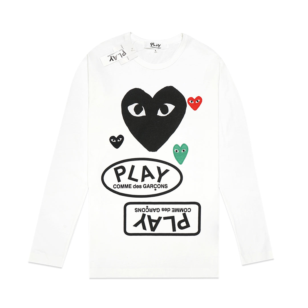 CDG Play Multiple Heart Patches Long Sleeve T-Shirt