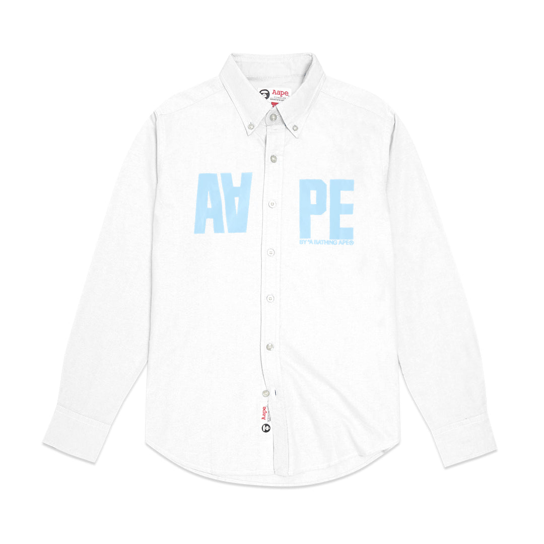 AAPE Oxford Center Text Long Sleeve Shirt