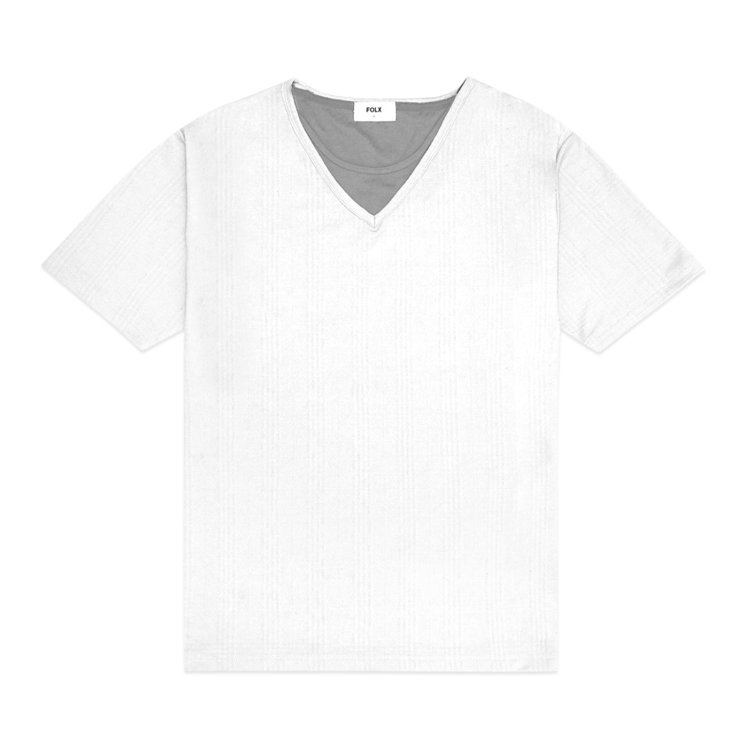 FOLX V-Neck Square Textured T-Shirt