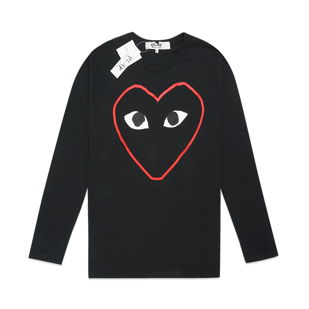 CDG Play Outline Red Heart Long Sleeve T-Shirt