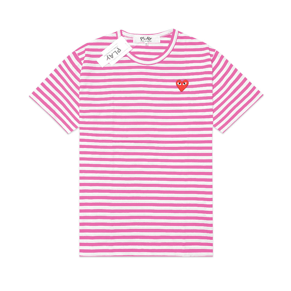 CDG Play Red Heart Striped T-Shirt