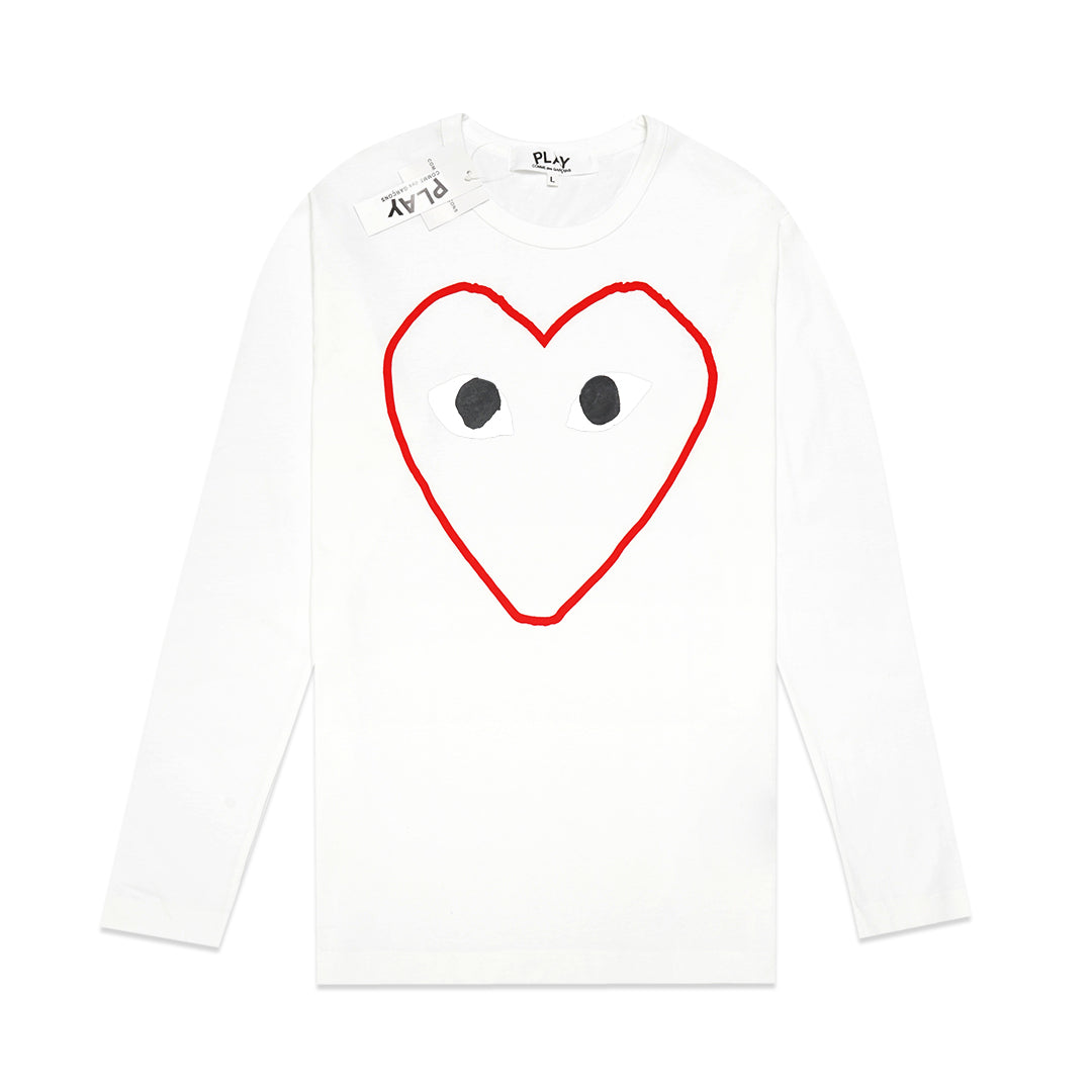 CDG Play Outline Red Heart Long Sleeve T-Shirt