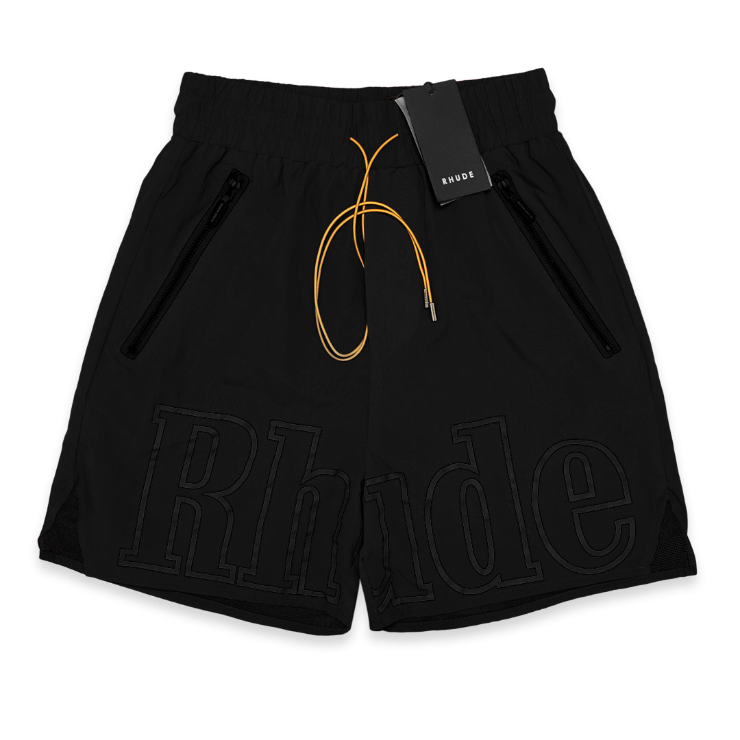 Rhude black logo nylon outlet shorts