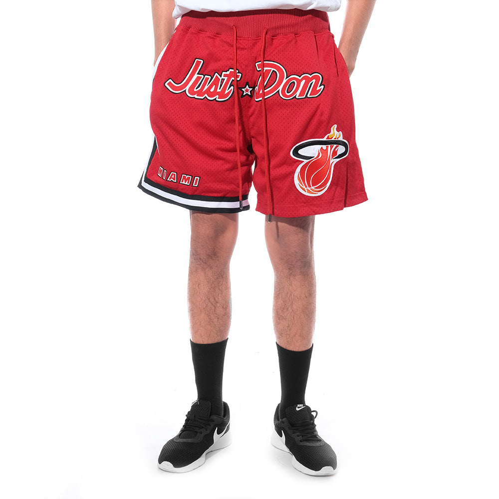 Just Don Miami Heat 1996-1997 Red Basketball Shorts Men's Size Large  Spellout US