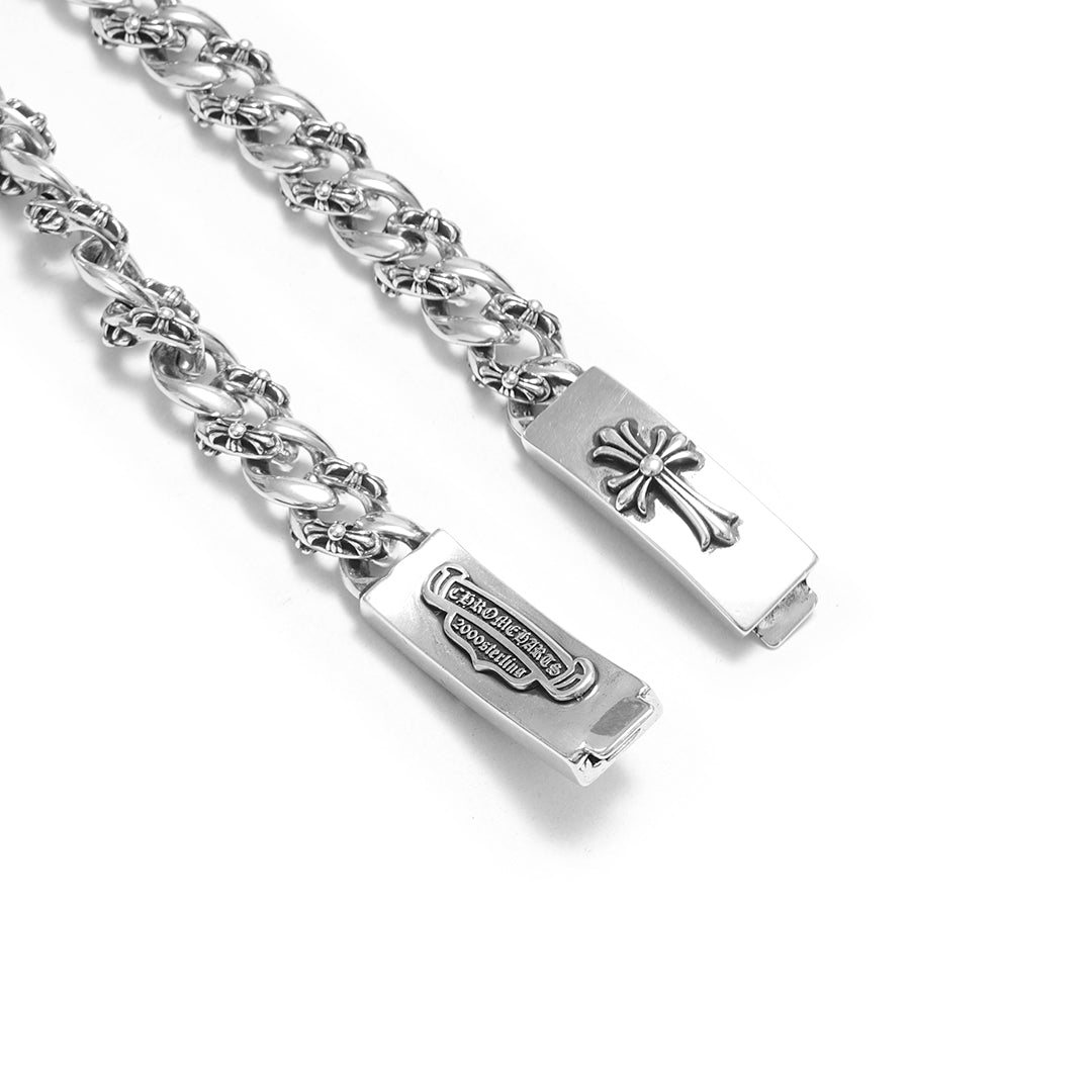 Chrome Hearts Cemetery Cross ID Fancy Chain Bracelet