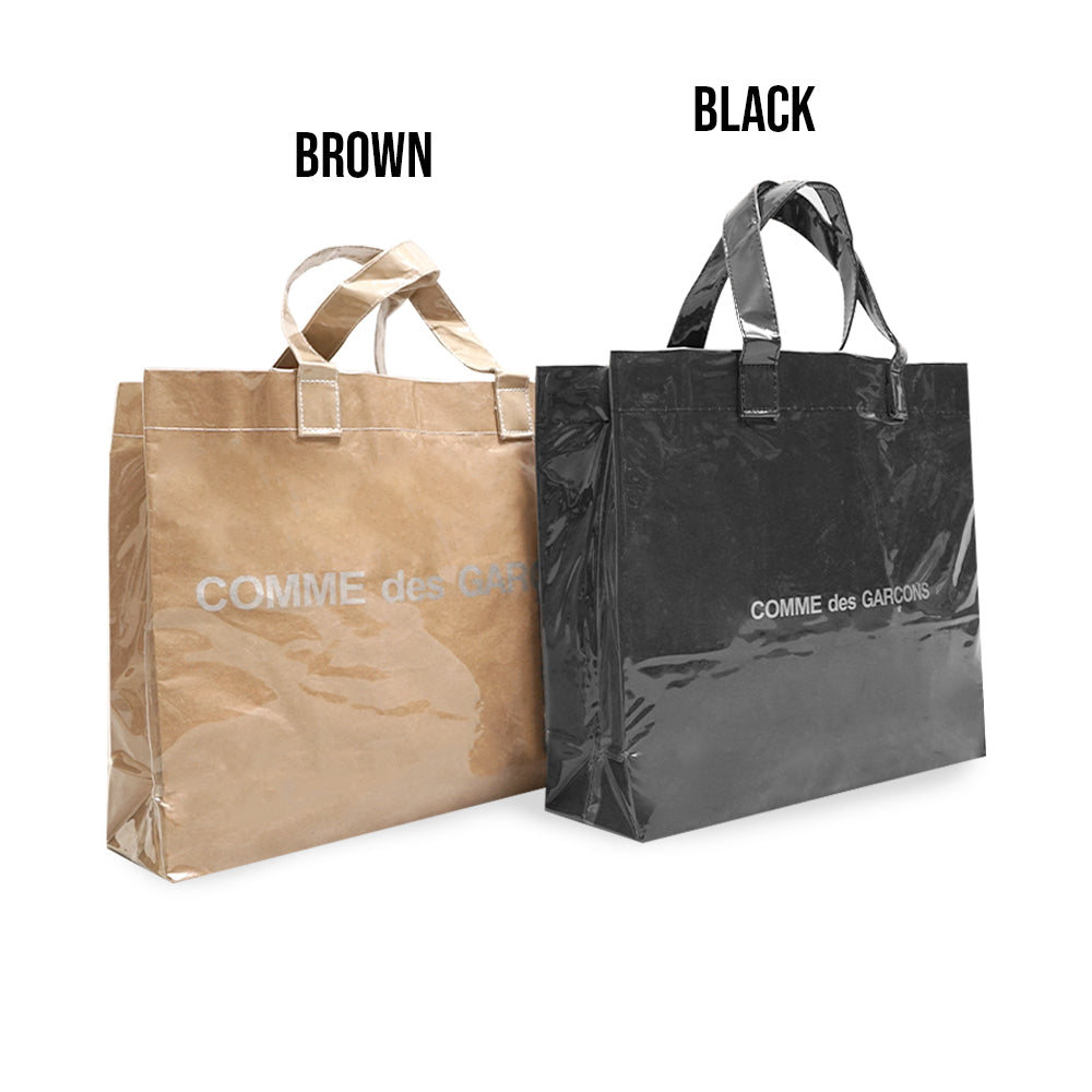 Comme des garcons pvc 2025 paper brown tote bag